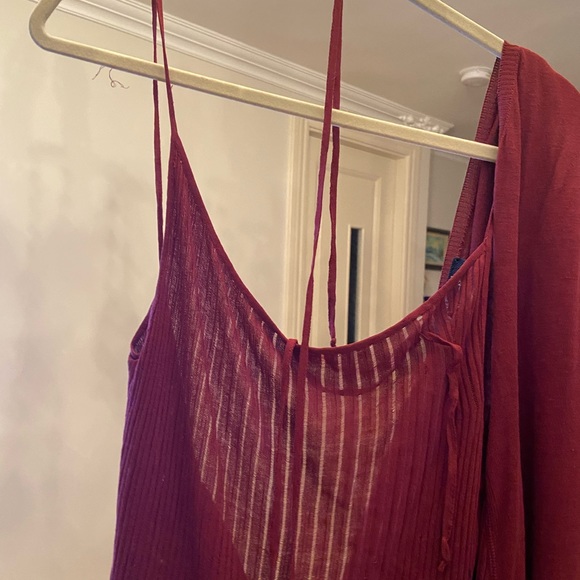 Jean Paul Gaultier Maille M-3XL burgundy 2 piece in 1 made Italy cardigan&trank - Picture 5 of 16